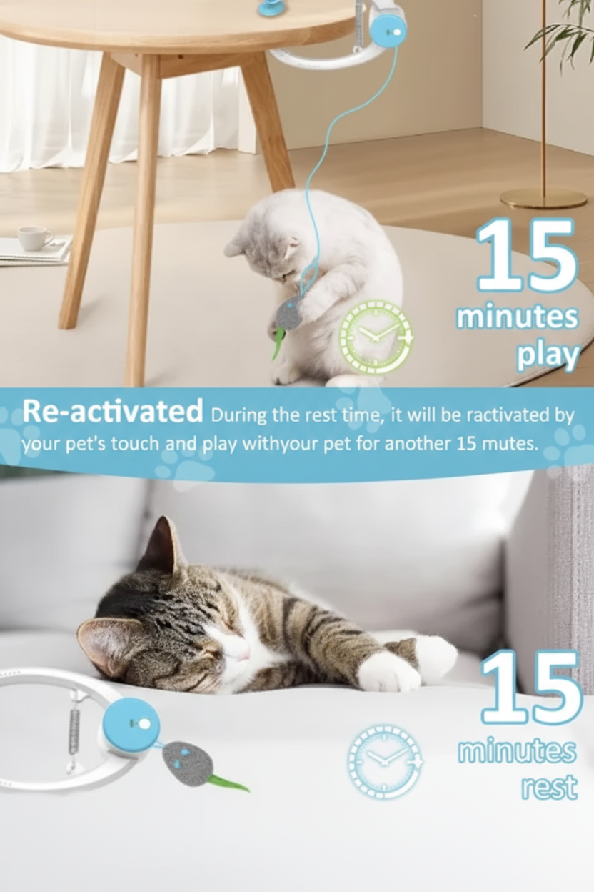 Automatic Flying mouse Cat Toy – Clip-On, USB Rechargeable, 3 Play Modes