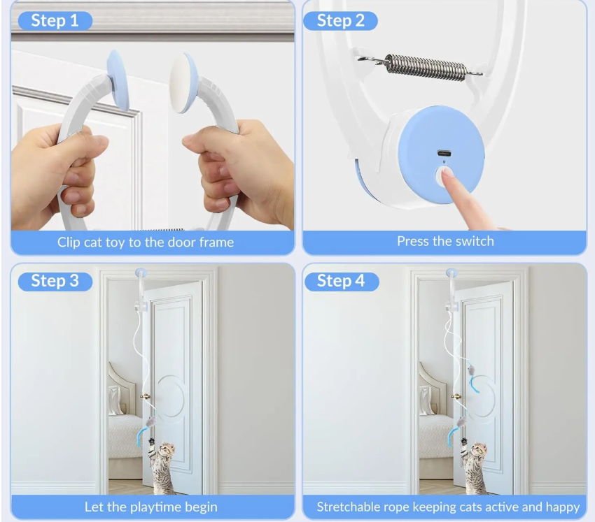 Automatic Flying mouse Cat Toy – Clip-On, USB Rechargeable, 3 Play Modes