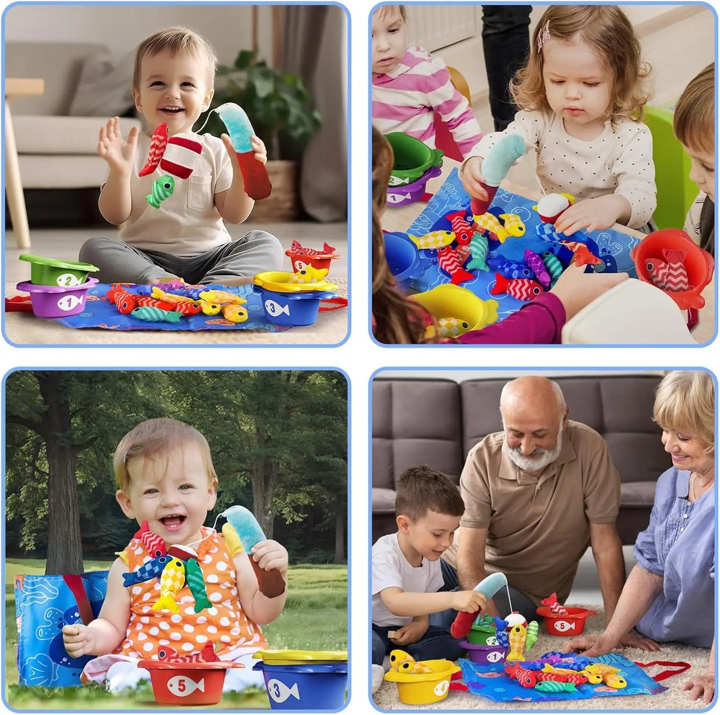 Montessori Toys Cloth Fishing Game Toy with Stacking Cups Sorting Educational Learning Toddler Sensory Toy Gifts